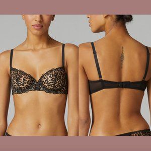 NWT $95 SIMONE PERELE [ 32B US ] Felicie Underwire Demi Bra In‎ Black #5841